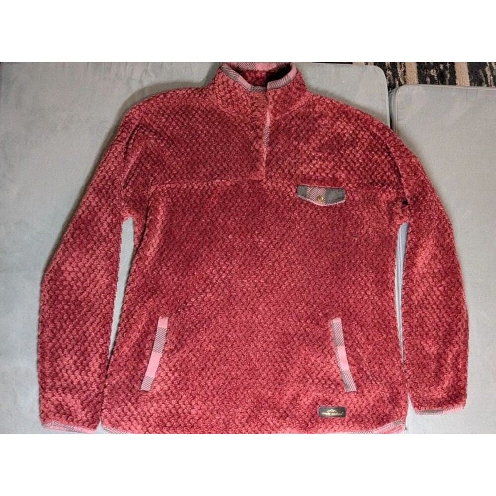 Simply Southern Sherpa Fleece Pullover 1/4 Snap Maroon Womens - Size XL